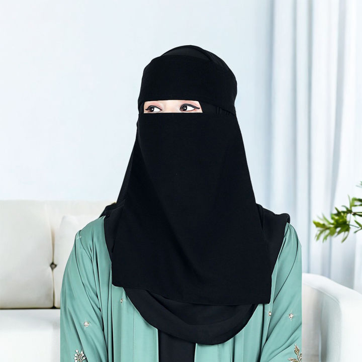 Premium Quality Arabian Niqab - Black, Double Layer Chiffon Fabric, Women’s Face Veil