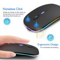 W10 Wireless RGB Mouse | Slim Rechargeable Bluetooth Mouse with USB Dongle | Silent Click Branded Mouse | Type - C Charging Premium Quality Wireless Mouse for Laptop & PC | RGB Light Office & Gaming Mouse. 