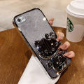 For infinix hot 30 play hot 30i hot 30 5g 2023 Phone case Glitter Ultra-thin Soft Shell with mirror cat bracket. 