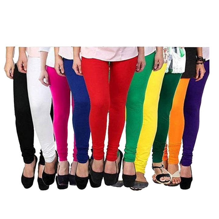 Ladies Legging Tights - Lycra & Stretchable Fabric - High Quality Tights-Womens Ladies 100% Soft Cotton With Ribbed Lycra Tights Stretchable Legging Multi Colors Summer InnerWear Collection Free Size