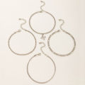 Foot accessories Simple cold punk letter M silver alloy anklet set of 4 for girls for women low price. 