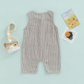 Baby Boy's Girl's Jumpsuit, Round Neck Sleeveless Button Down One Piece Romper for 0-3 Year-Old Toddler. 