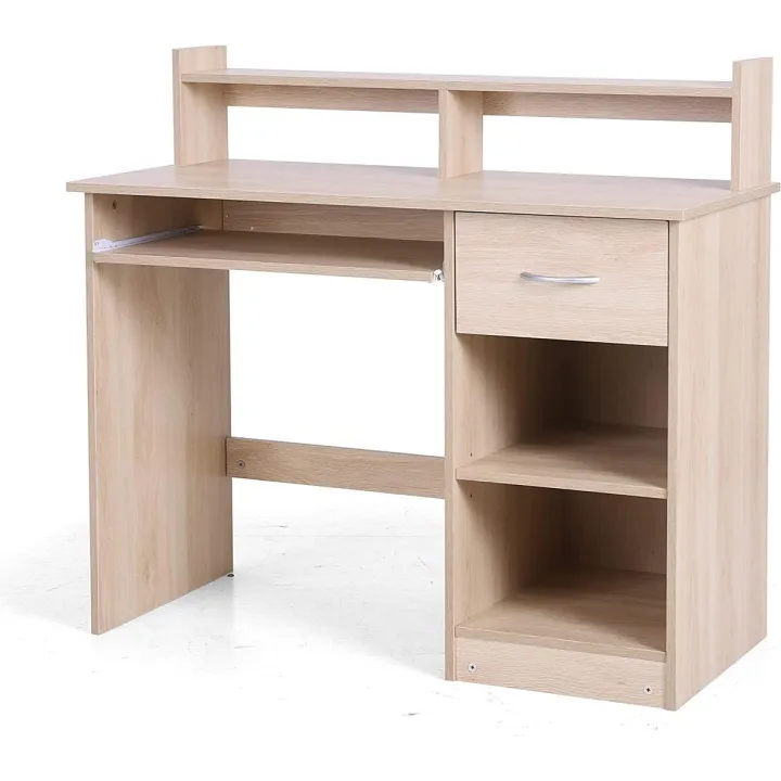 Eson's Computer Desk with Drawers and Hutch, Wooden Student Desk for Small Space, Home Office Desk Writing Table for Bedroom