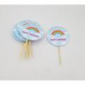 HAPPY BIRTHDAY RAINBOW CLOUD CUPCAKE TOPPERS PACK OF 10 CUPCAKE TOPPERS. 
