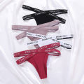 y Thongs Breathable Cross Strap Letter Panties. 