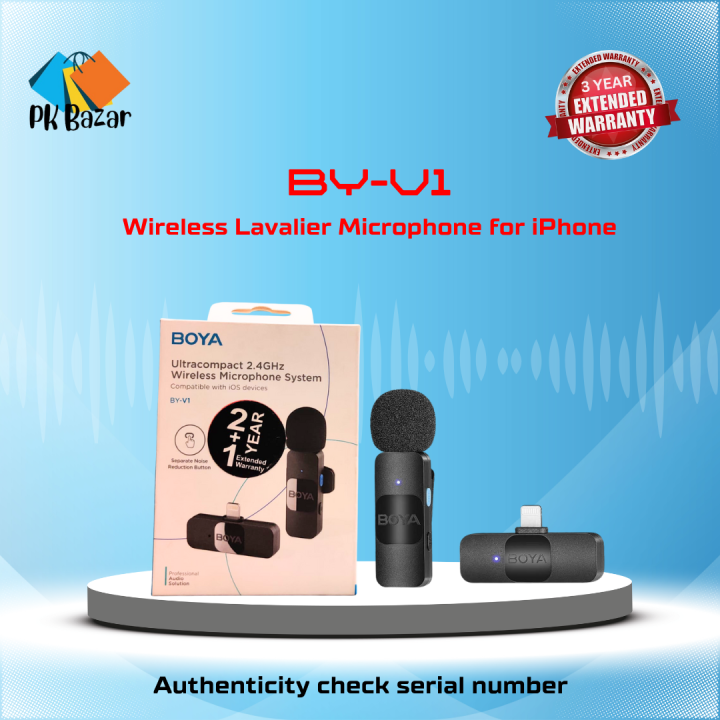 BOYA BY-V1 Ultracompact Wireless Microphone System with Lightning ...
