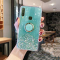 Casinglee for VIVO Y11 case Shiny Ring Glitter Soft Transparent Holder Stand Back cover with String for VIVO Y11 Phone cases cover Stars Moon Girls For girls and Boys. 