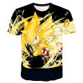 New Yellow Sonic T-shirt Children's Wear Boys' 3D Cartoon Game Super Mario Boys' Clothing Women's T-shirts Girls' Summer Wear. 