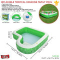 7.5 Ft Bestway Tropical Paradise Family Swimming Pool For Kids & Family 91 Inch Inflatable Printed Side Wall Bench Seat & Cup Holder Pool Summer Season Pools Party With Inflatable Vinyl Deep Pool with 20 Inch Depth 7.5 foot Width & 7.6 ft Length 54336. 