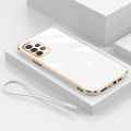For Samsung Galaxy A52s 5G Cover with Wrist Strap Fashion Shiny Plating Square Bumper Girls Phone Case Soft TPU Silicone Shockproof Protective Back Cover. 