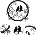 Wooden Birds Wall Decor Outdoor Wooden Wall Art, Birds on Branch Metal Bird Silhouette Wall Sculpture Wall Hanging Sign Wall Art Decor, Hanging Decorations for Patio Garden Porch Bedroom Bathroom. 