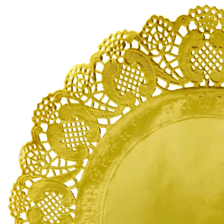 GOLDEN COLOR LACE PAPER DOILIES CRAFT TABLE DECORATION DOILIES - 5.5 INCH