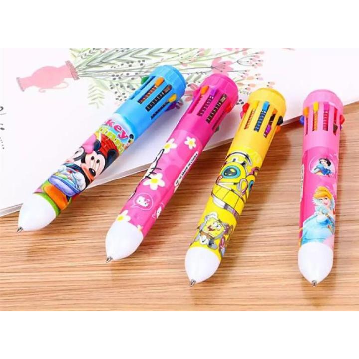 Multicolor 10 in 1 Cartoon Character Ballpoint Pen (Random Colour)