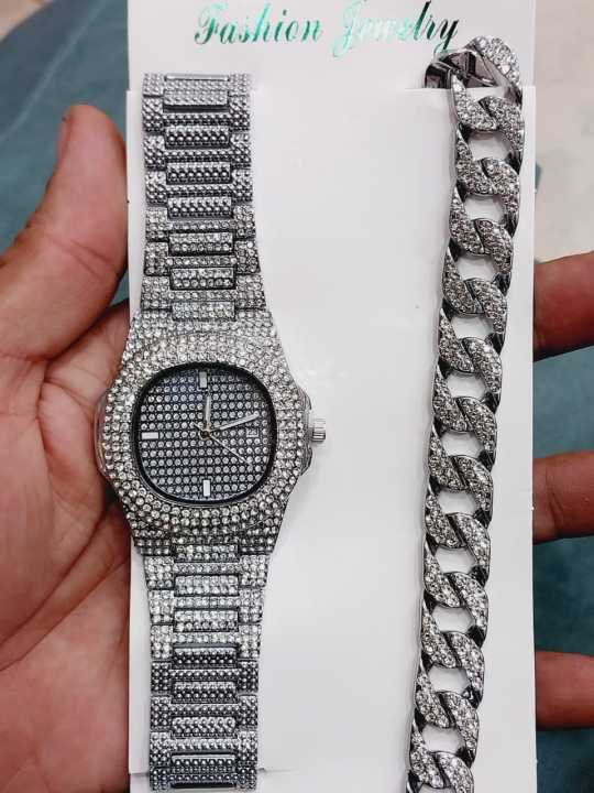 1pc%20Men%20Rhinestone%20Decor%20Square%20Pointer%20Quartz%20Watch%20&%201pc%20Bracelet%20-%20Image%209