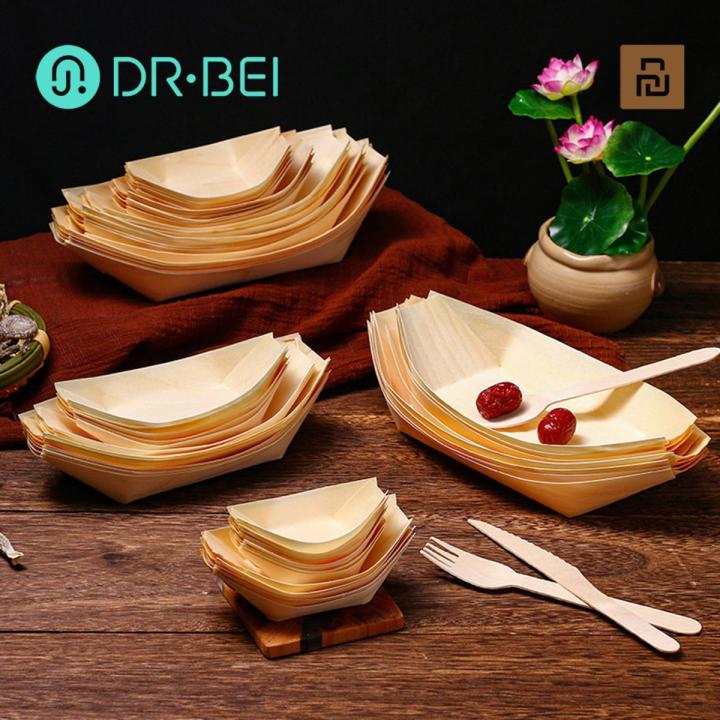 DR BEI Food Tray Creative Disposable Paper Boat Shape Sushi Plate Tray