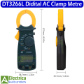 Digital Clamp Meter 600A AC Multimeter Current Clamp Voltage Tester DT3266L (Test Leads & Battery included) by electrica. 
