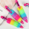 Rainbow Fur Pen Multi Color 6-in-1 Pen Fuzzy Pom Pom Pens Colorful Kawaii Stationery Best Stationery Gift For Girls. 