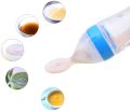 Baby Silicone Squeeze Feeding Spoon, Baby Silicone Feeding Bottle Spoon Baby Food Feeder  for Infant Dispensing and Feeding.. 