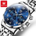 OLEVS Watch For Men Sale Original With Box Waterproof 2024 New Style Stainless Steel Strap Quartz Chronograph Luminous Calendar Wristwatch 5529. 