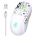 T90 2.4G Wireless Mechanical Mouse RGB Gaming Mouse Ergonomic 3600DPI Mouse 11 RGB Lighting Modes Mice White. 