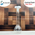 Volumetric Flask, 25ml – Clear-Fitted with Polypropylene Stopper - Class A, Tolerance ±0.10 ml - White Graduation Mark - Borosilicate Glass –NORMAX. 