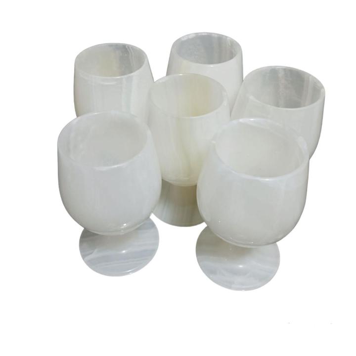 Six Piece White Glass Set, Marble Glasses, Stunning White Glass Set, Marble Glass Set, Marble Showpiece.