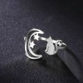 Skyrim New In Women's Crescent Moon Star Cat Ring Stainless Steel Fashion Cute Animal Open Finger Rings Jewelry Gift Wholesale. 