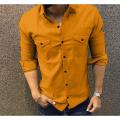 Mustard Yellow Double Pocket Casual Shirt. 