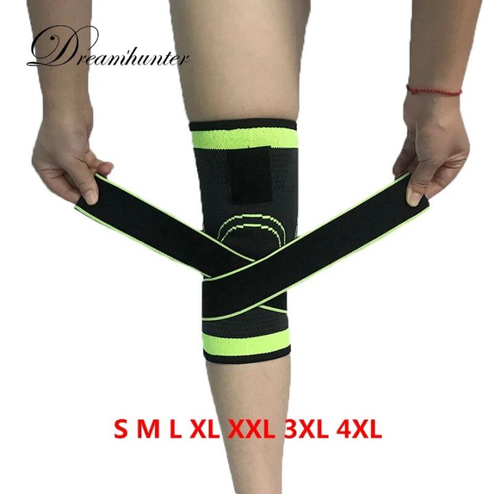 1pc Straps Pressurized Sports Knee pads 3D weaving basketball tennis hiking dizlik knee brace support professional protector 4XL