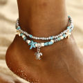 Boho Ethnic Antique 2 Layer Ankle Bracelet Cute Starfish Cuckold  Foot Chain For Women Summer Beach Jewelry Tornozeleira. 