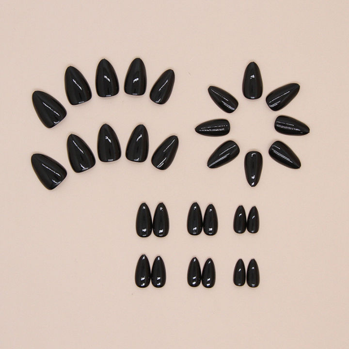 24Pcs%20Cool%20All%20Black%20Fake%20Nails%20with%20Glue%20DIY%20Art%20Design%20False%20Nails%20Wearable%20Nails%20Stylish%20Pattern%20Artificial%20Nails%20-%20Image%203