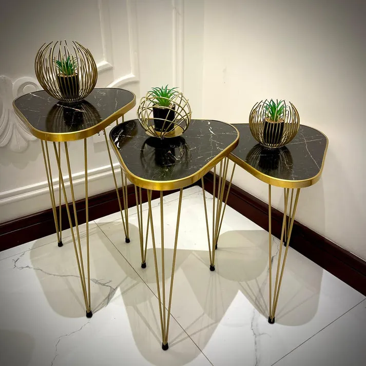 Set of 3 Triangle Coffee Table HIGH Gloss Nesting End Tables - Triangle ...