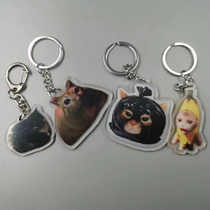 2023 Cute Garbage Bag Cool Memes Keychain 3D Modeling Banana Cat Hooded Cat Race Cat Maxwell Cat Student Gift Keychain Accessor