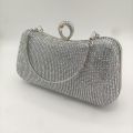 Women’s Elegant Crystal Evening Clutch | Shiny Rhinestone Handbag for Weddings & Parties | Golden & Silver Glam Purse with Chain Strap & Snap Closure. 
