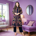 Royal Embroidered 3-Piece Party Wear Coat Set with Trouser and Inner - Medium Size. 