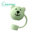 Silicone Straw Cover Adorable Bear-shaped Silicone Straw Lid for Home Party Decoration Reusable Dust-proof Durable Silicone Straw Accessory. 