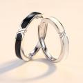 Creative Simple Black and White Adjustable Couple Rings Girl Boy Friend Valentine's Day Jewelry Gift. 