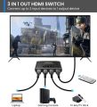 VWRHAR HDMI Switch 3 in 1 Out 4K UHD HDMI Switcher Splitter, Automatic Switch with Remote Metal HDMI Switch Box Hub Support 4K 30Hz 3D 1080P HDCP1.4 for PS5 PS4 Xbox DVD Player Fire Stick Apple TV PC. 