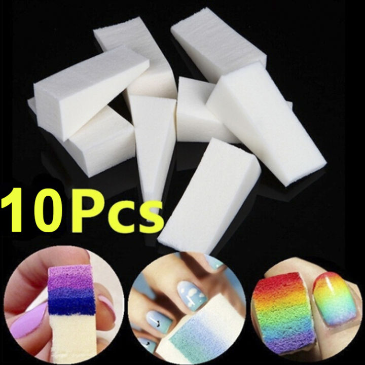 Superman Store* 10pcs Nail Art Gradient Color Stamping Sponge Gel  Triangle Coloring Tools