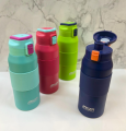 Imported MSZM 800ml / 1000ml Stainless Steel Water Bottle, Hot & Cold Safety Lock Silicone Grip. 