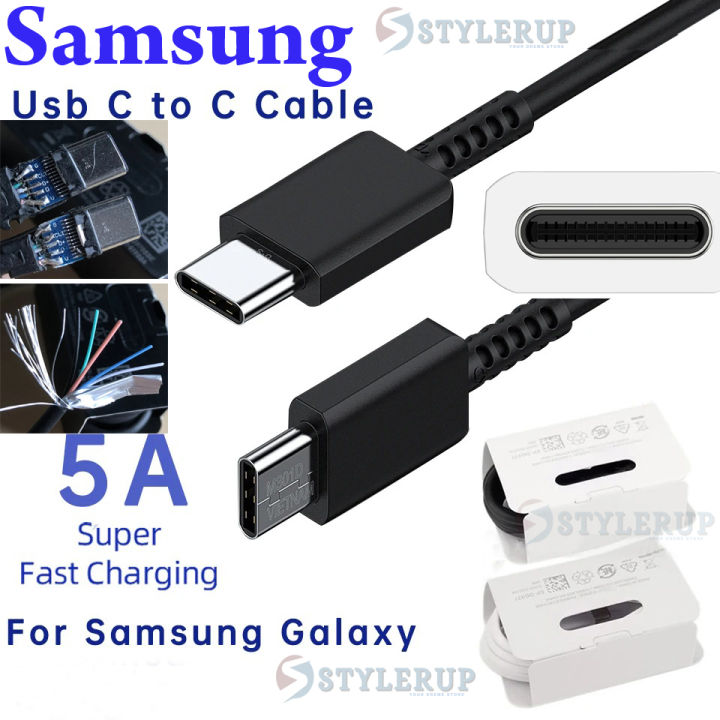 Original Samsung Cable 45W 25W 5A USB C to USB C Super Fast Charging 2.0 5A Cable for Samsung Galaxy Galaxy Tab S8 Ultra, Note20 Ultra, Note10 Plus, Note 20 ultra, S21 ultra, S22 ultra, S23 A32, A33, A52, A53 5G, Samsung Galaxy Tab S4, Tab S5E, Tab S7 P