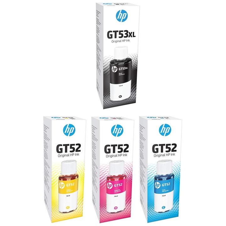 Hp Gt 53 / 51 & Gt 52 Complete Set HP GT-53 GT-52 INK BOTTLE SET(1X4) Black , Yellow , Maganta , Cyan