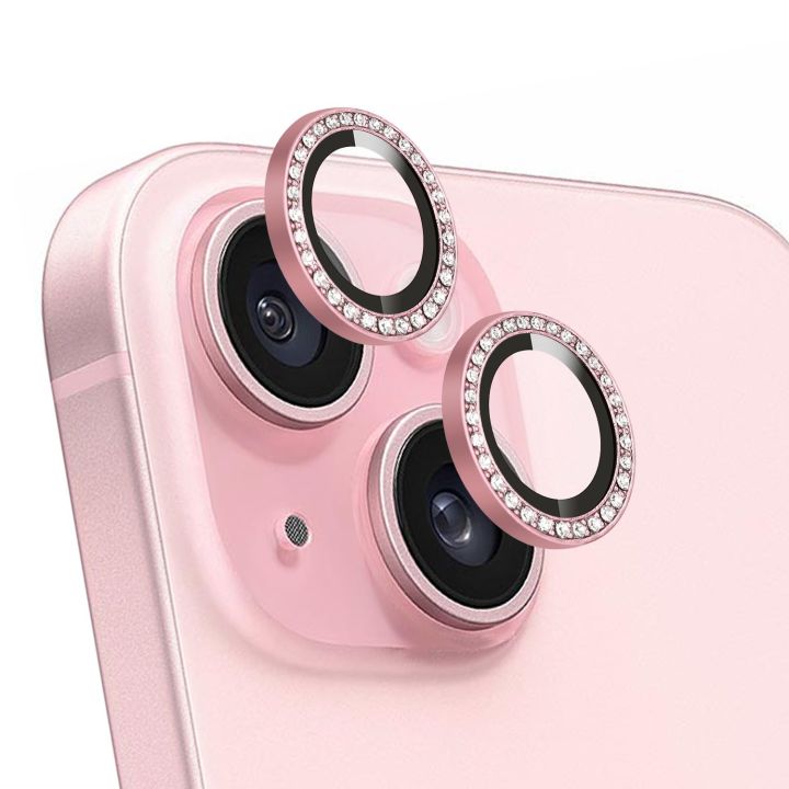 Pink Camera protector Diamond Camera Lens Protector for iphone 15 15 Plus Pink