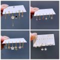 YAKEMIYOU New Design 6pcs Star Flower Drop Earrings Set Gold Color Plated Huggies Women Jewelry. 