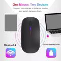 RGB Wireless Mouse - Slim & Silent 7 Colour LED Lights - Black & Transparent Body - Dual Mode 2.4G & Bluetooth Rechargeable Portable Optical Office Mouse With USB Receiver - 3 Adjustable DPI Levels for Notebook, PC, Computer, MacBook. 