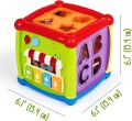 Baby Activity Cube - 6-in-1 Musical Baby Learning Toys, Play Set Includes A-B-C-D Letters, Colorful Shape Sorter, Vehicles Puzzle, 4 Piano Keys and More - ASTM Certified Toddler Toys. 