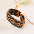 Qingwen  Korean Fashion Trendy Jewelry Men's Japanese and Korean Students Genuine Leather Couple Bracelet Leather Rope Woven Couple Women's Carrying Strap Jewelry. 