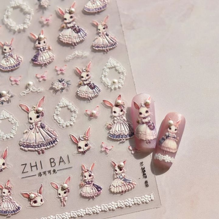 Noble%20Rococo%20Bunny%20Girl%20Pearl%20Butterfly%20Easter%20Egg%20Rabbit%20Soft%20Relief%20Self%20Adhesive%205D%20Nail%20Art%20Decoration%20Sticker%203D%20Nail%20Decal%20-%20Image%203