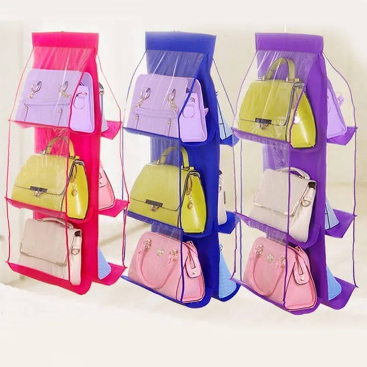 6%20Pockets%20Hanging%20Purse%20Handbag%20Organizer%20Clear%20Hanging%20Shelf%20Bag%20Collection%20Storage%20Holder%20Collection%20-%20Image%206