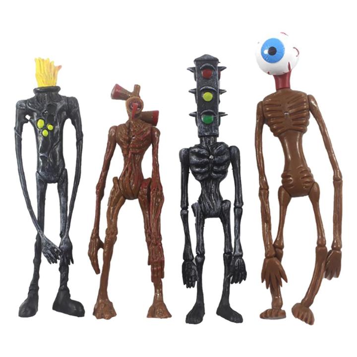 4Pcs/Set Siren Head Model Light Effect Movable Hands Funny Horror Siren Head Model Toy for Collection